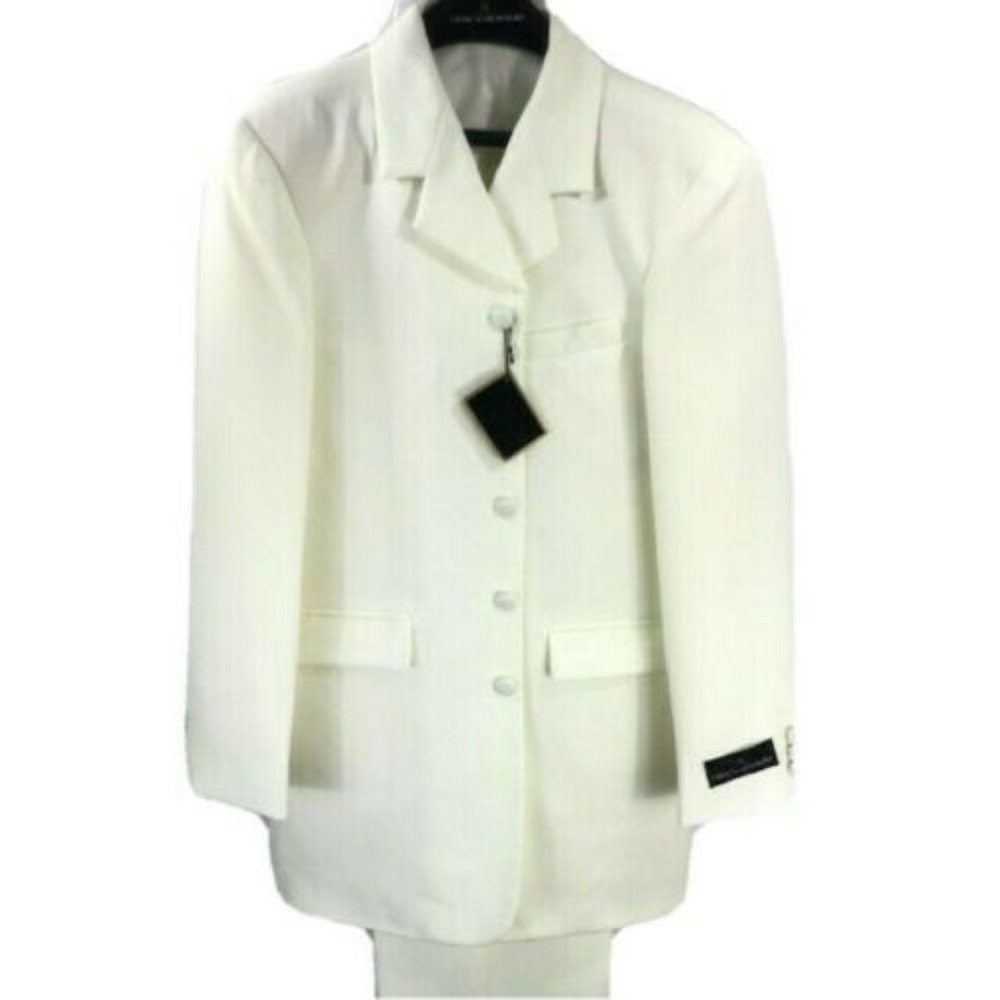 Stacy Adams Boys' 2 Piece Suit Ivory Cream Single Breasted Polyester